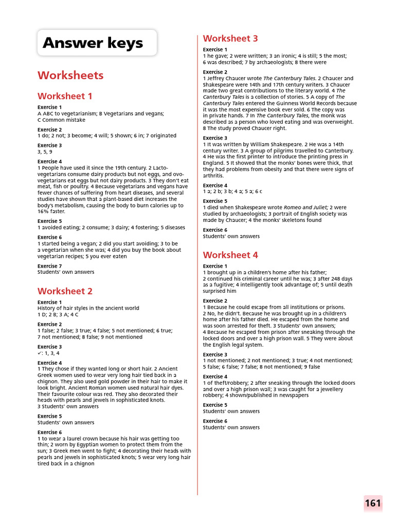 19-Answer Keys | PDF | The Canterbury Tales | Vegetarianism