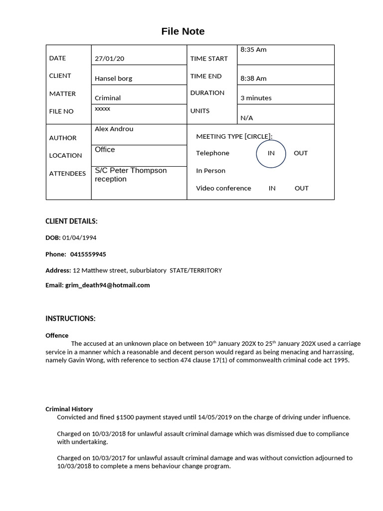 Criminal Case File for Hansel Borg | PDF | Common Law | Deviance ...