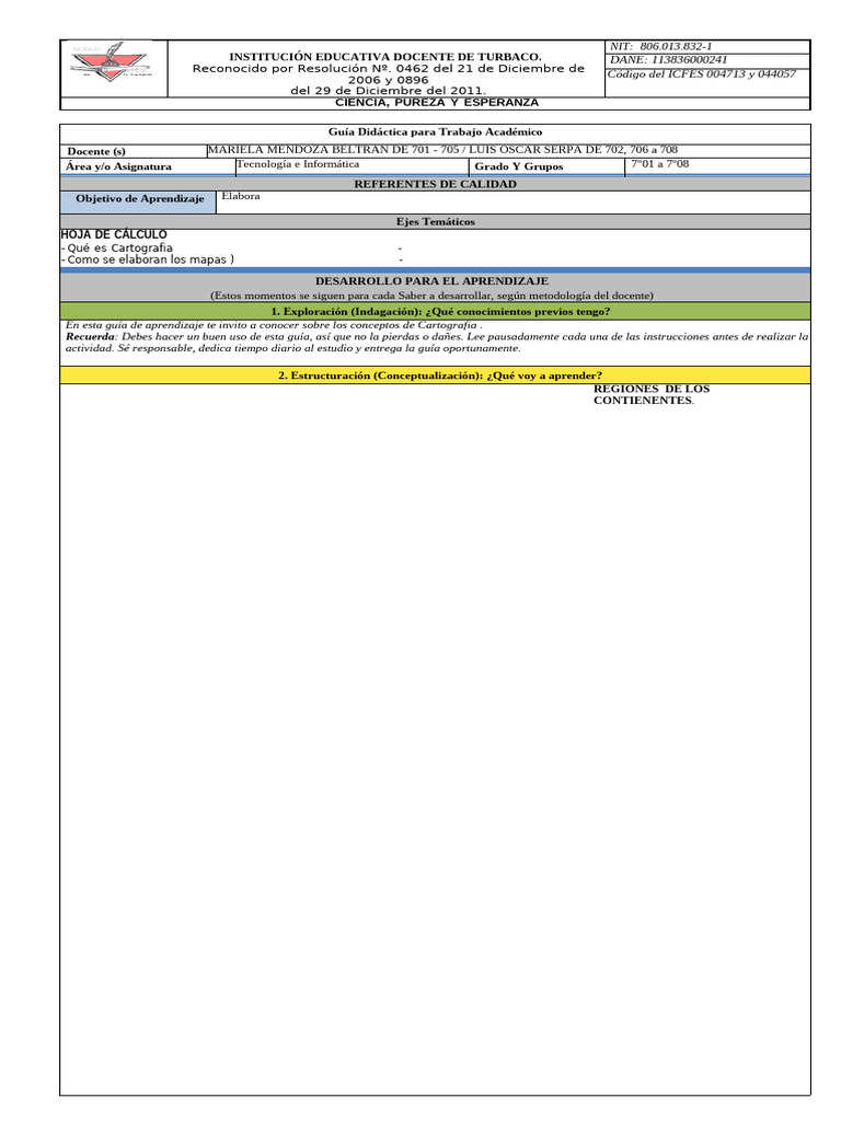 GUIA 1 SEPTIMO EXCEL 2024 PDF Aprendizaje Cognición