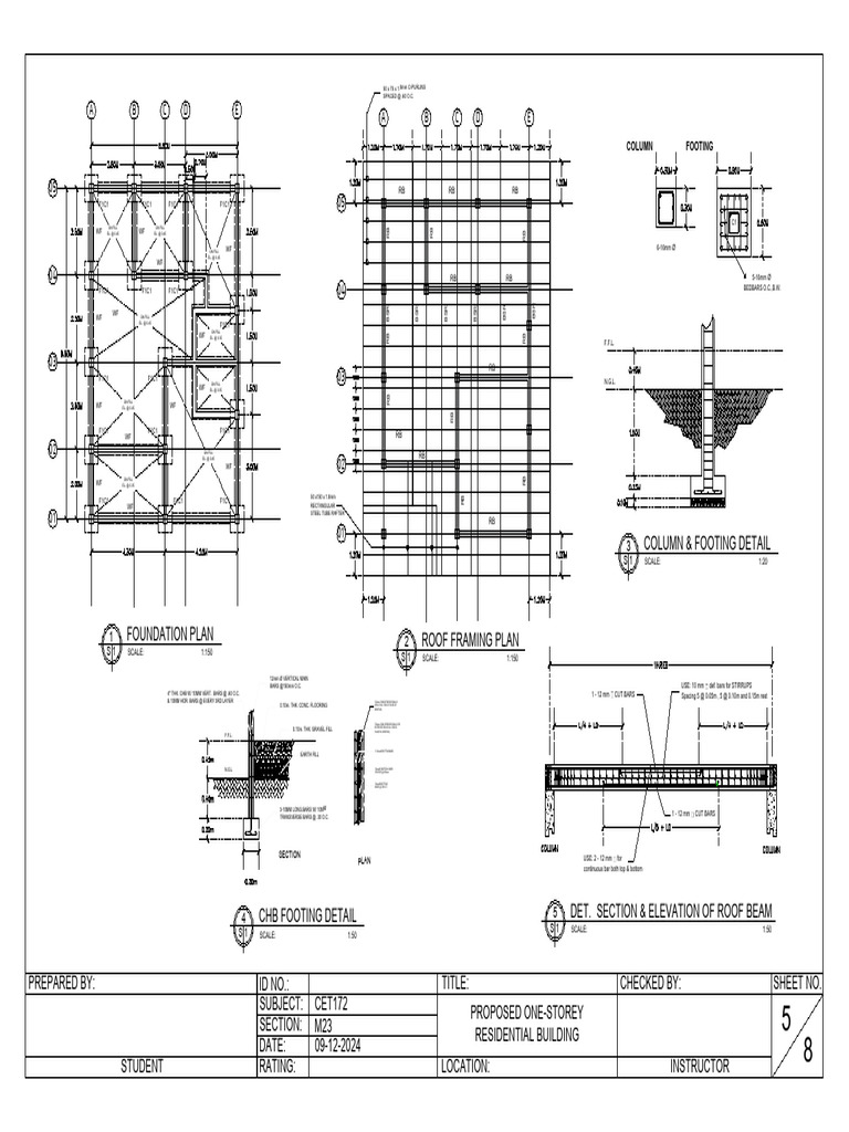 A C E B D A C E B D: Column & Footing Detail | PDF | Real Estate | Building