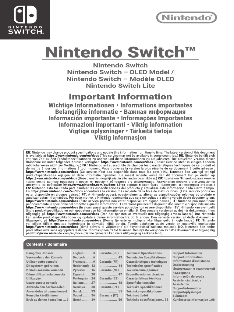 NSwitch ImportantInformation EUR 01 | PDF