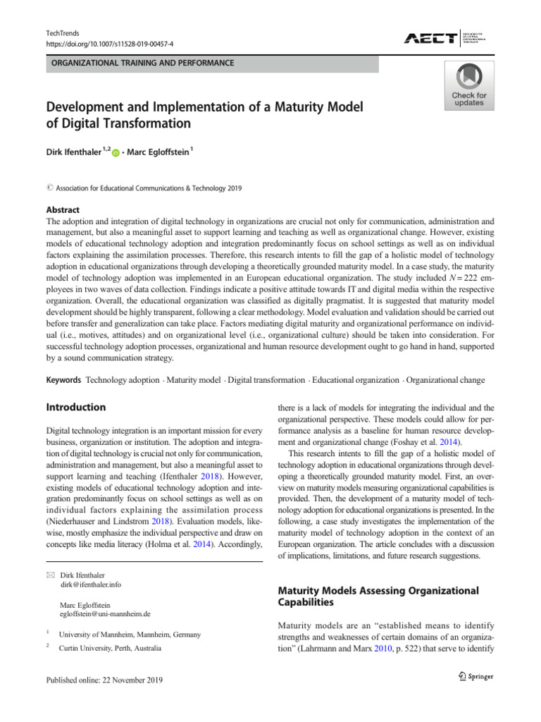 Development and Implementation of A Maturity Model | PDF | Leadership ...