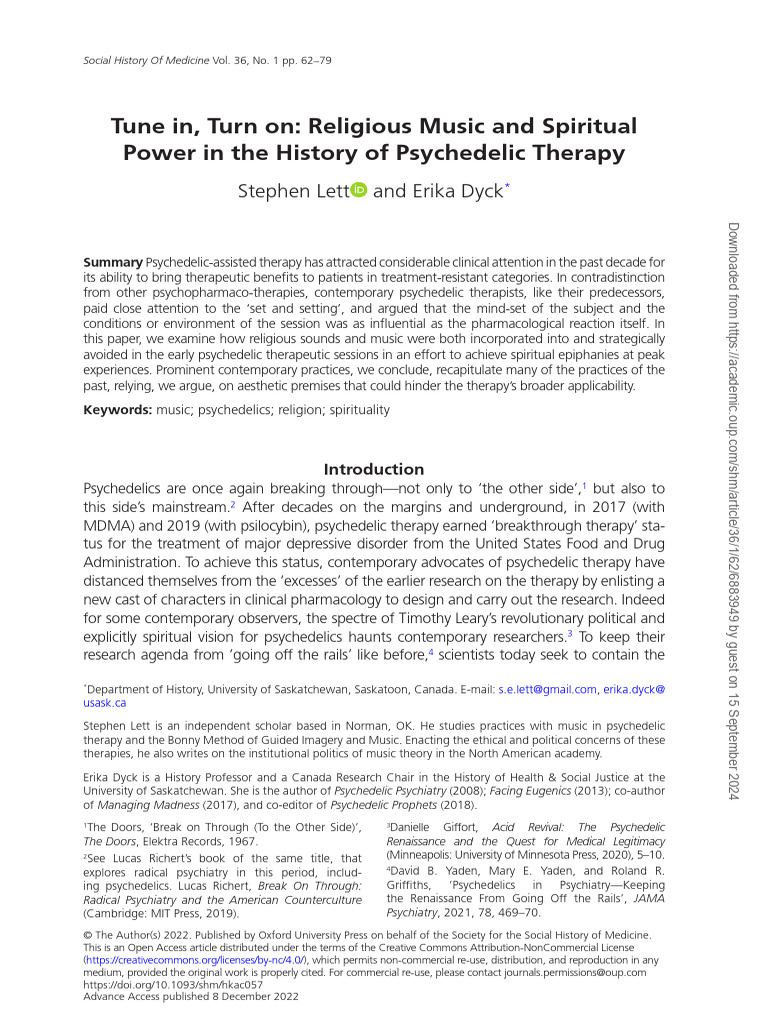 Music's Role in Psychedelic Therapy | PDF | Psychedelic Drugs ...