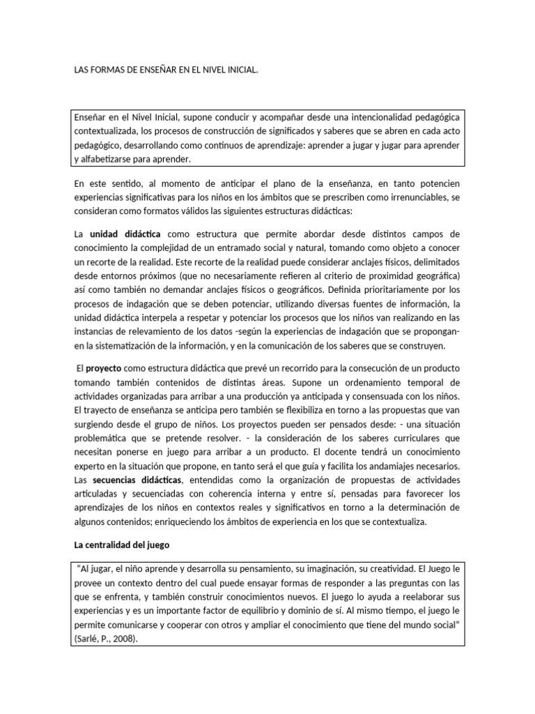 Formas de Enseñar en Educación Inicial | PDF | Educación de la primera ...