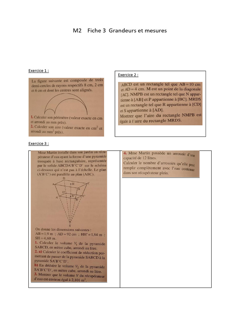 Grandeurs et Mesures - M2 Fiche 3 | PDF | Méthodes et références ...