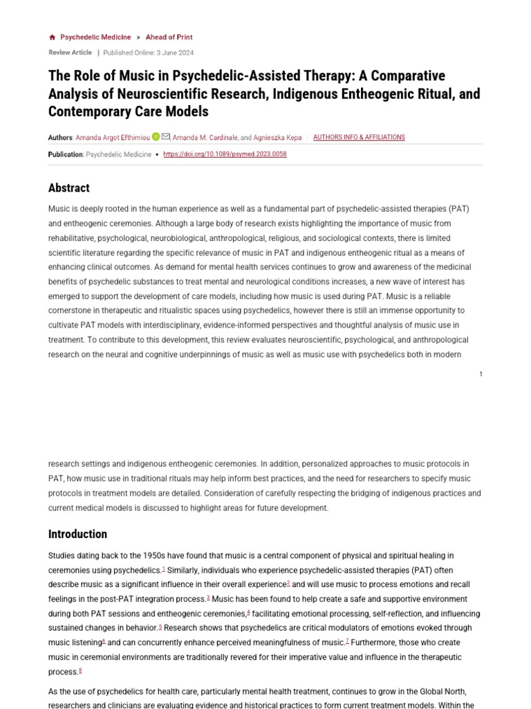 Efthimiou - Cardinale - Kepa - 2024 - The Role of Music in Psychedelic ...