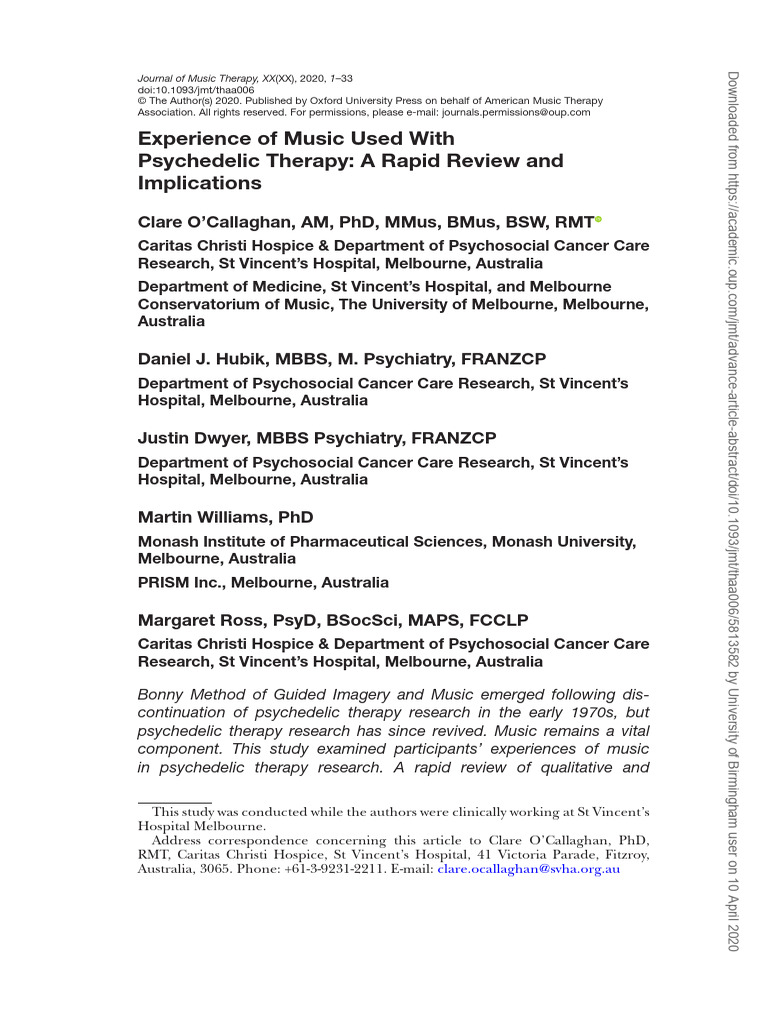 2 Experience of Music Used With Psychedelic Therapy | PDF | Psychedelic ...