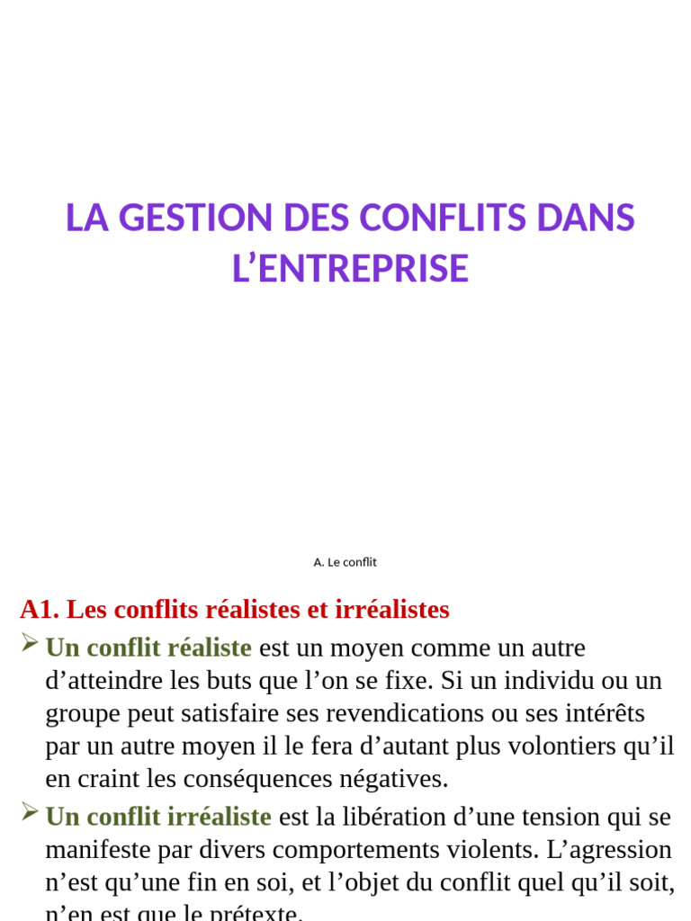 La Gestion Des Conflits Dans L Entreprise | PDF | Argumentation ...