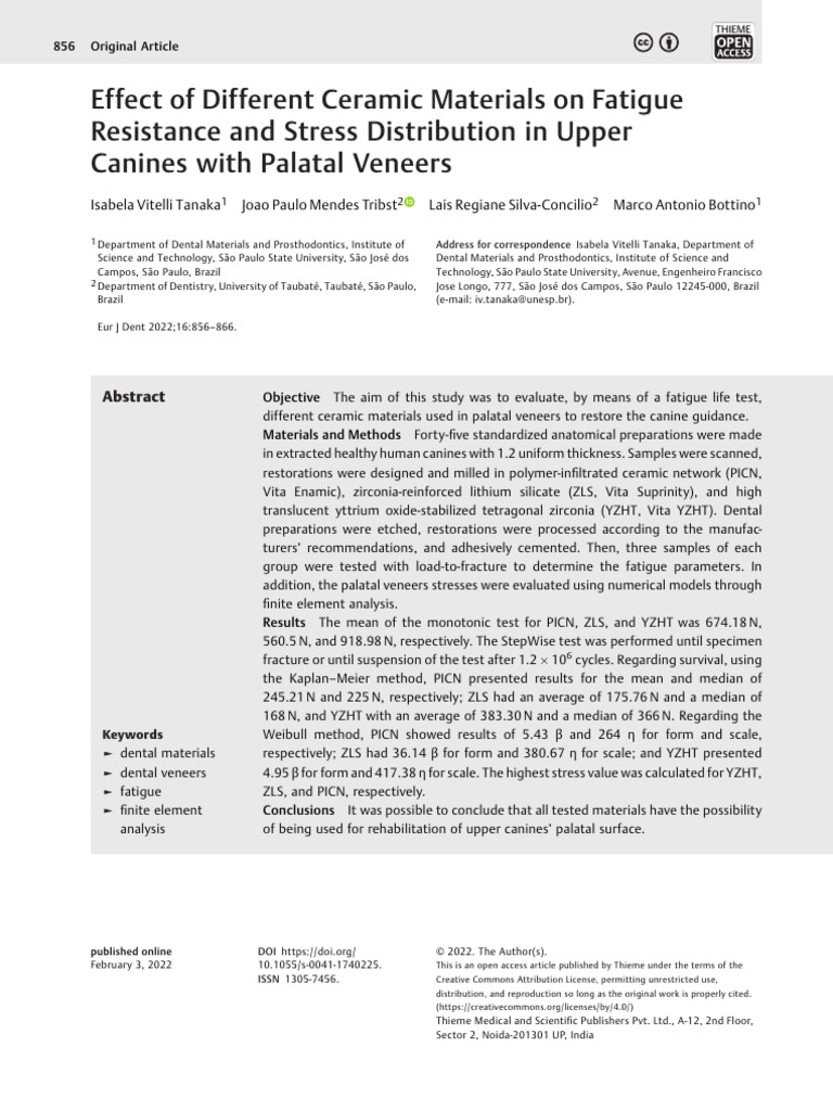 Effect of Different Ceramic Materials On Fatigue Resistance and Stress ...