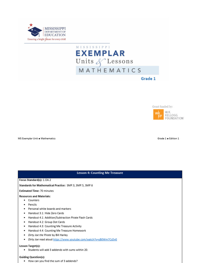 Math Grade 1 Lesson 4 - 20170612 | PDF | Mathematics