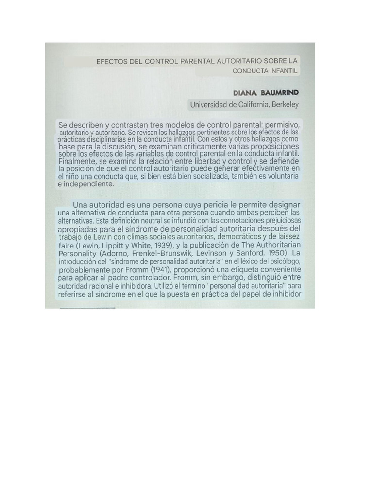 Efectos Del Control Parental Autoritario en El Comportamiento Infantil ...