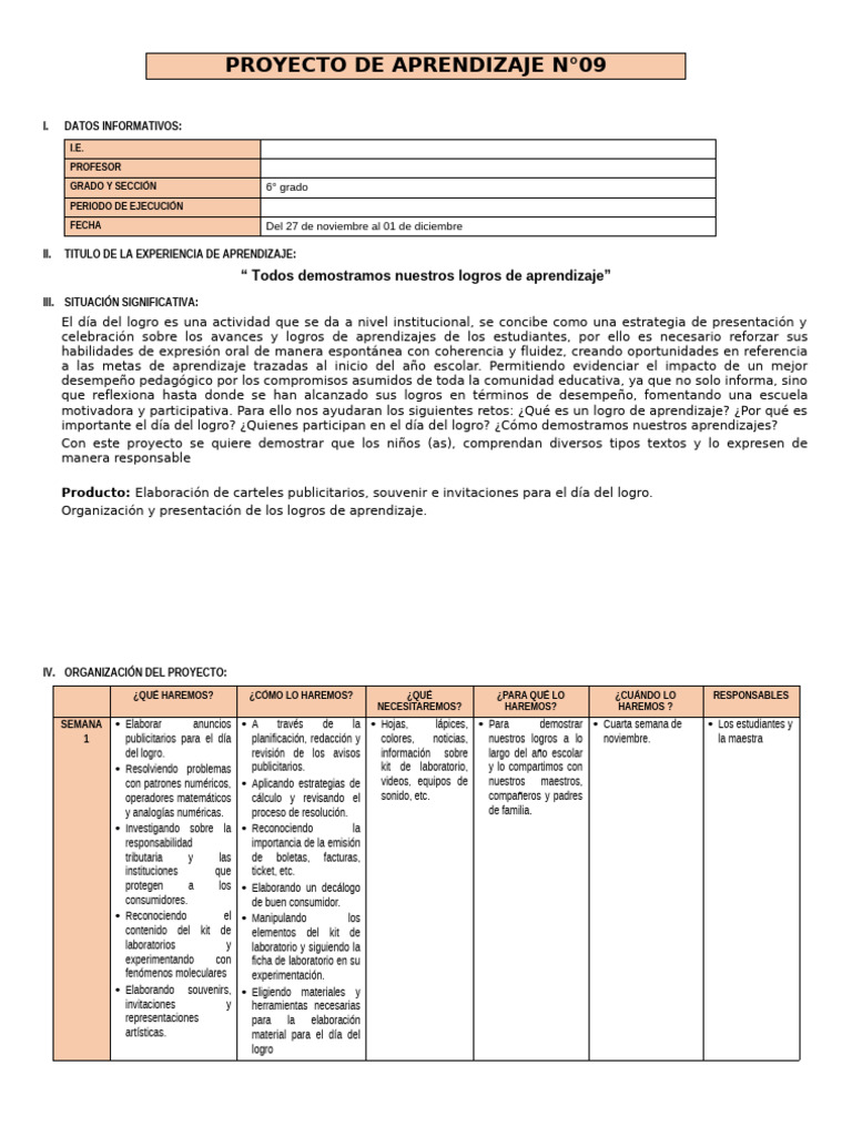 6° Grado - Proyecto de Aprendizaje #09 | PDF | Números | Decimal