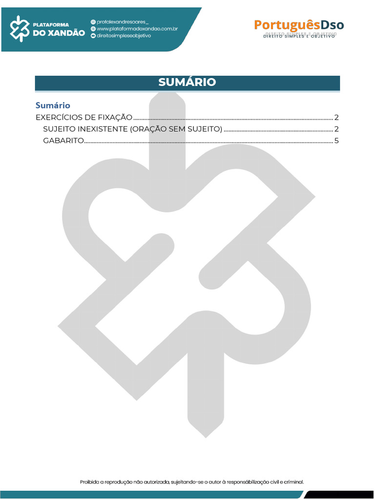 Exercícios sobre Sujeito Inexistente | PDF | Assunto (gramática ...