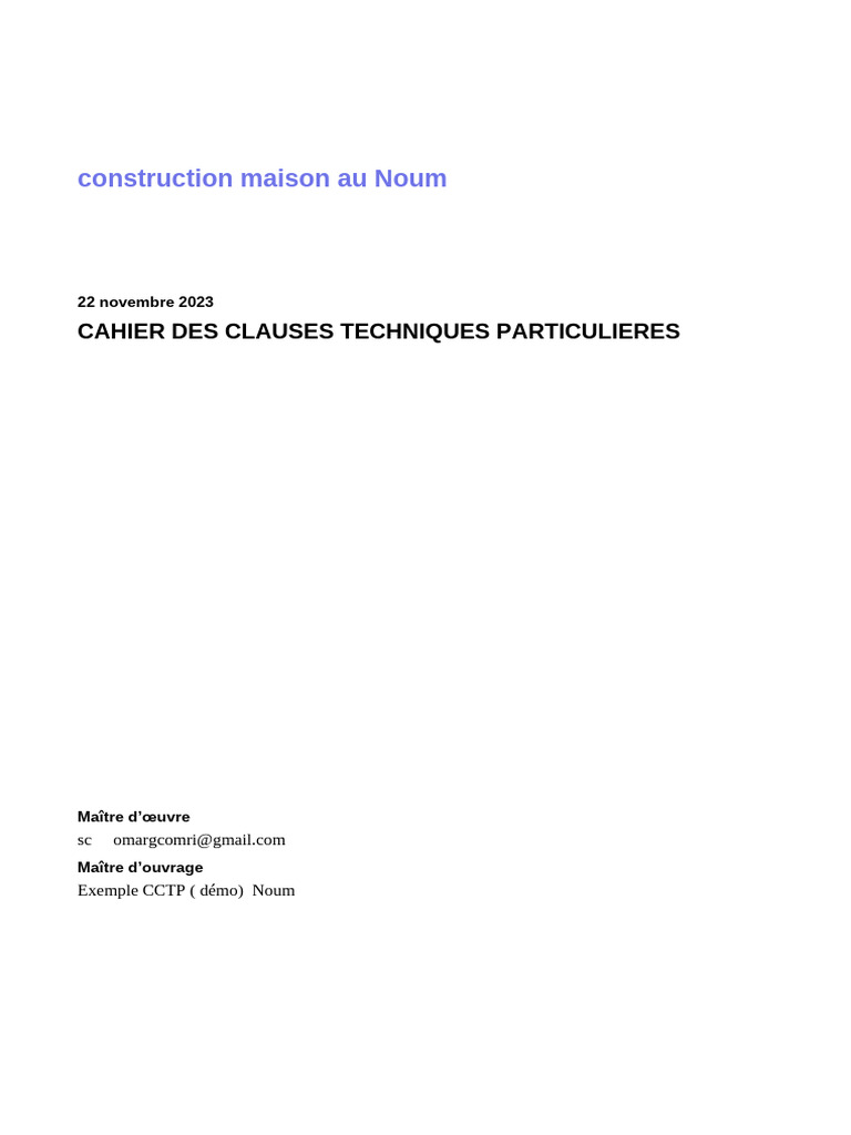 Exemple de CCTP pour construction maison | PDF | Béton | Sécurité