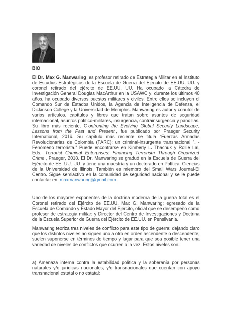 Biografía de Max G. Manwaring | PDF | Seguridad internacional ...