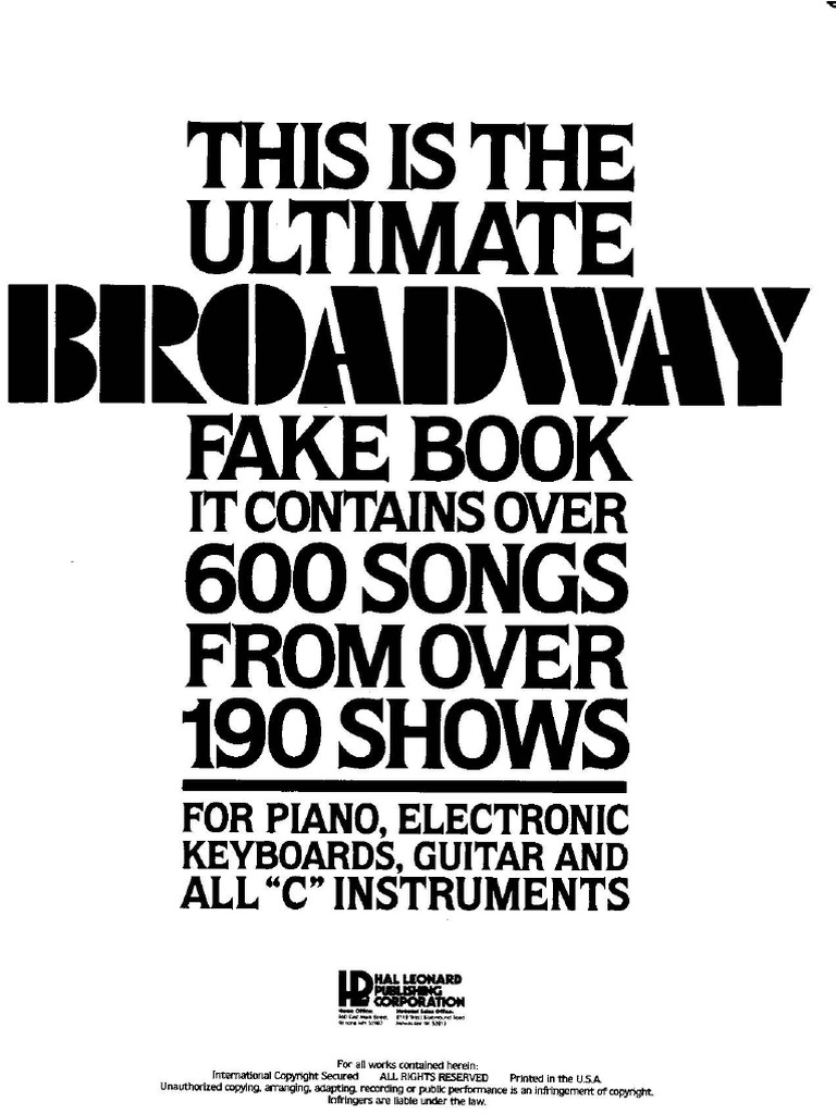 Vocal Score - The Ultimate Broadway Fakebook | PDF