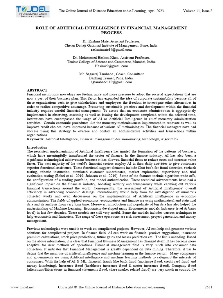 AI's Impact on Financial Management | PDF | Artificial Intelligence ...