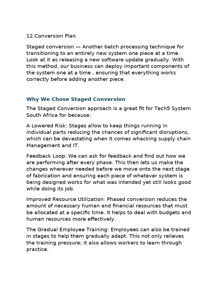 Why We Chose Staged Conversion | PDF | System | Feedback