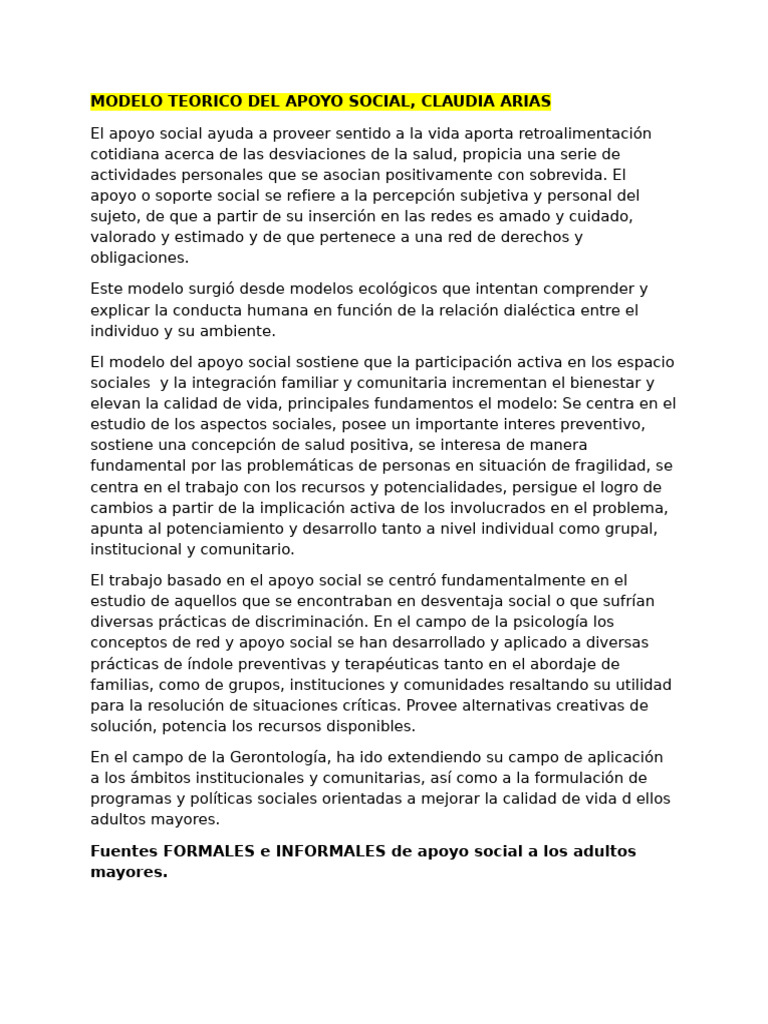 Modelo de Apoyo Social en Adultos Mayores | PDF | Vejez | Adultos
