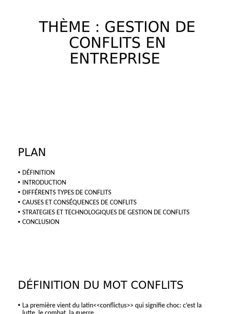 Gestion Efficace des Conflits | PDF | Résolution de conflit ...