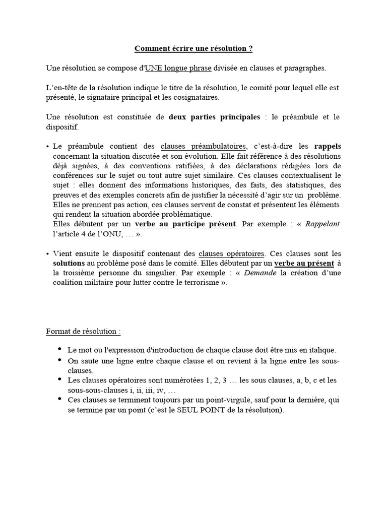Rédiger une résolution efficace | PDF