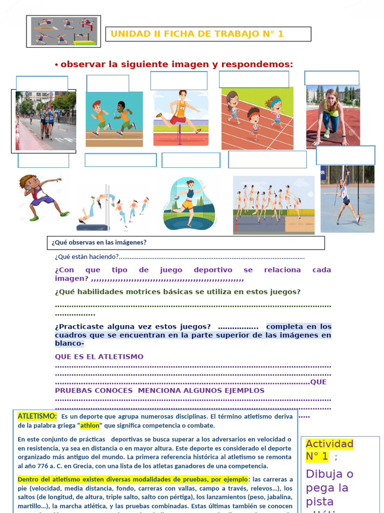 Ficha de Trabajo sobre Atletismo | PDF | Deporte del atletismo | Deportes