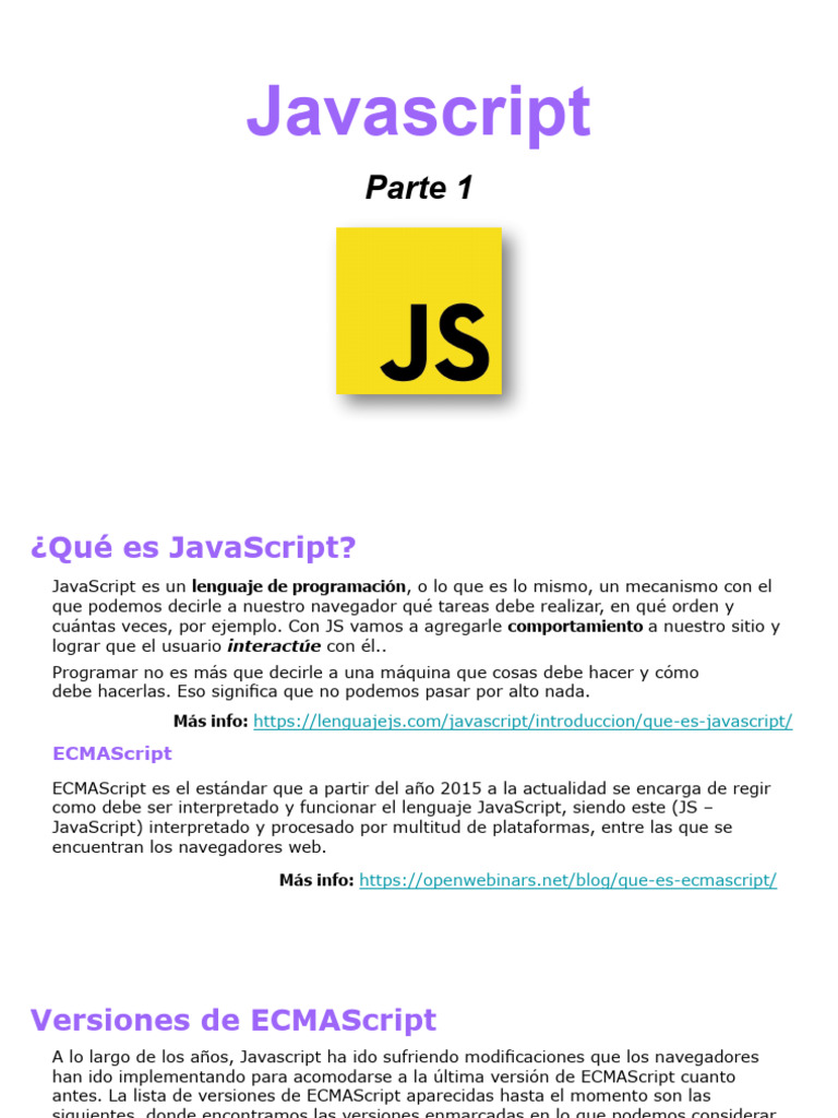Javascript 1 | PDF | Script Java | Lenguaje de programación