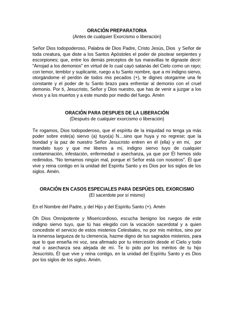 Oraciones para Exorcismo y Liberación | PDF | Oración | Ángel guardian