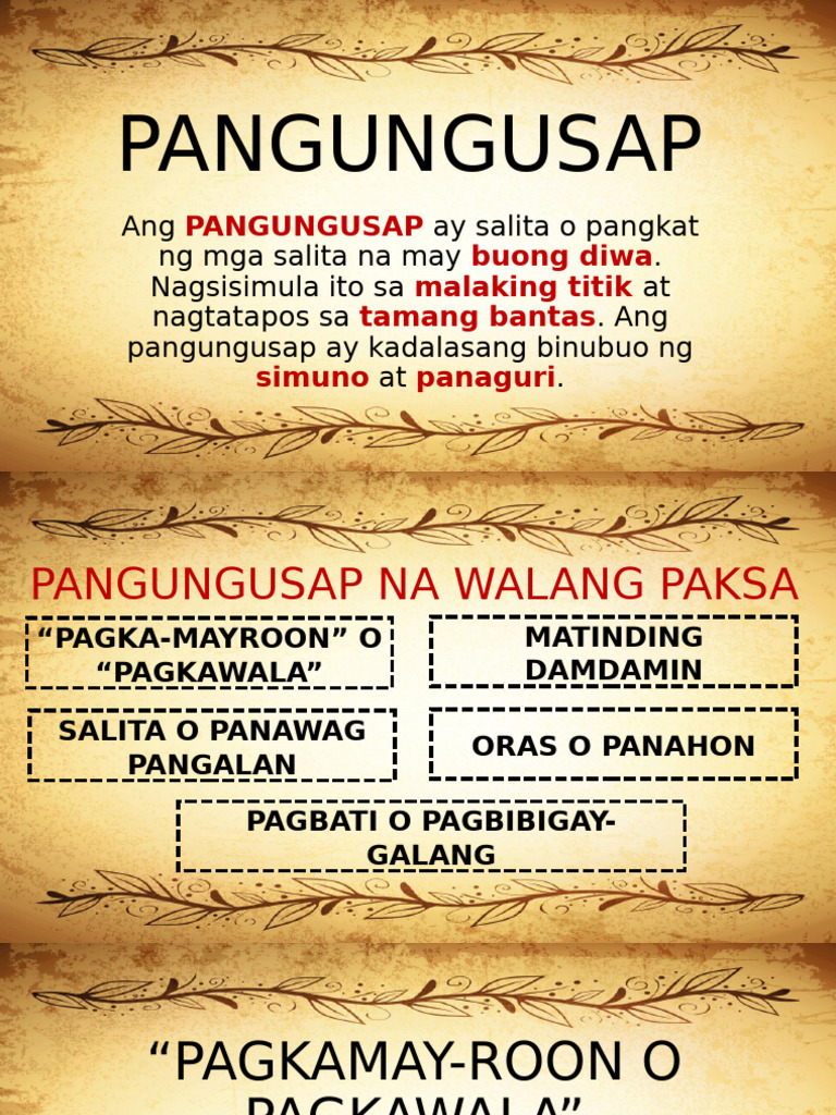 Pangungusap Na Walang Paksa | PDF