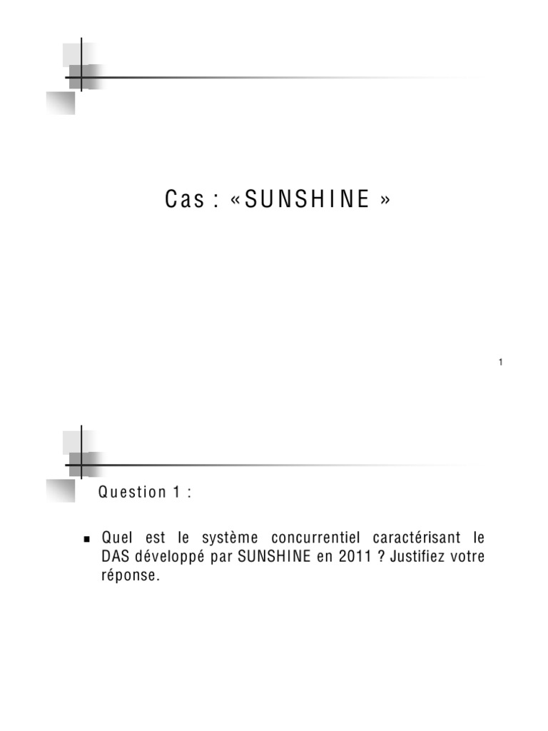 Stratégies Concurrentielles de SUNSHINE | PDF | Économie