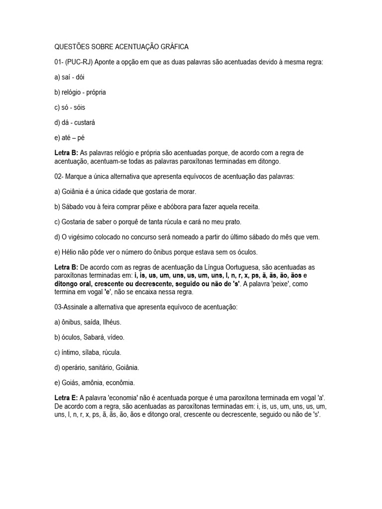 Regras de Acentuação Gráfica em Português | PDF