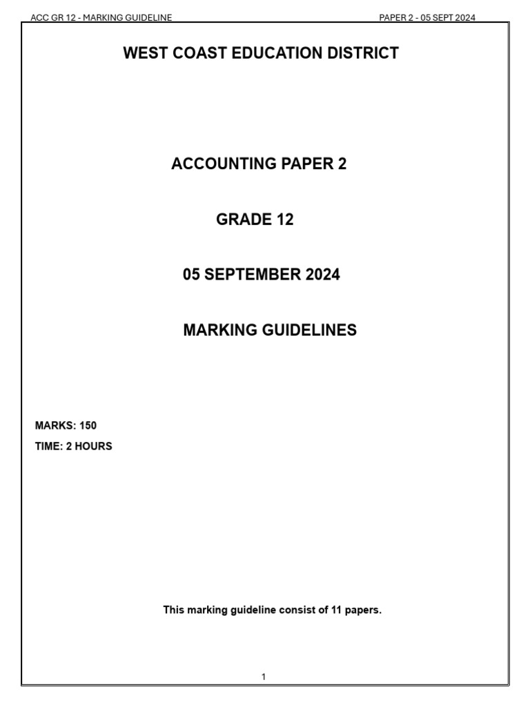 Grade 12 Accounting Paper 2 Guidelines | PDF | Banks | Debt