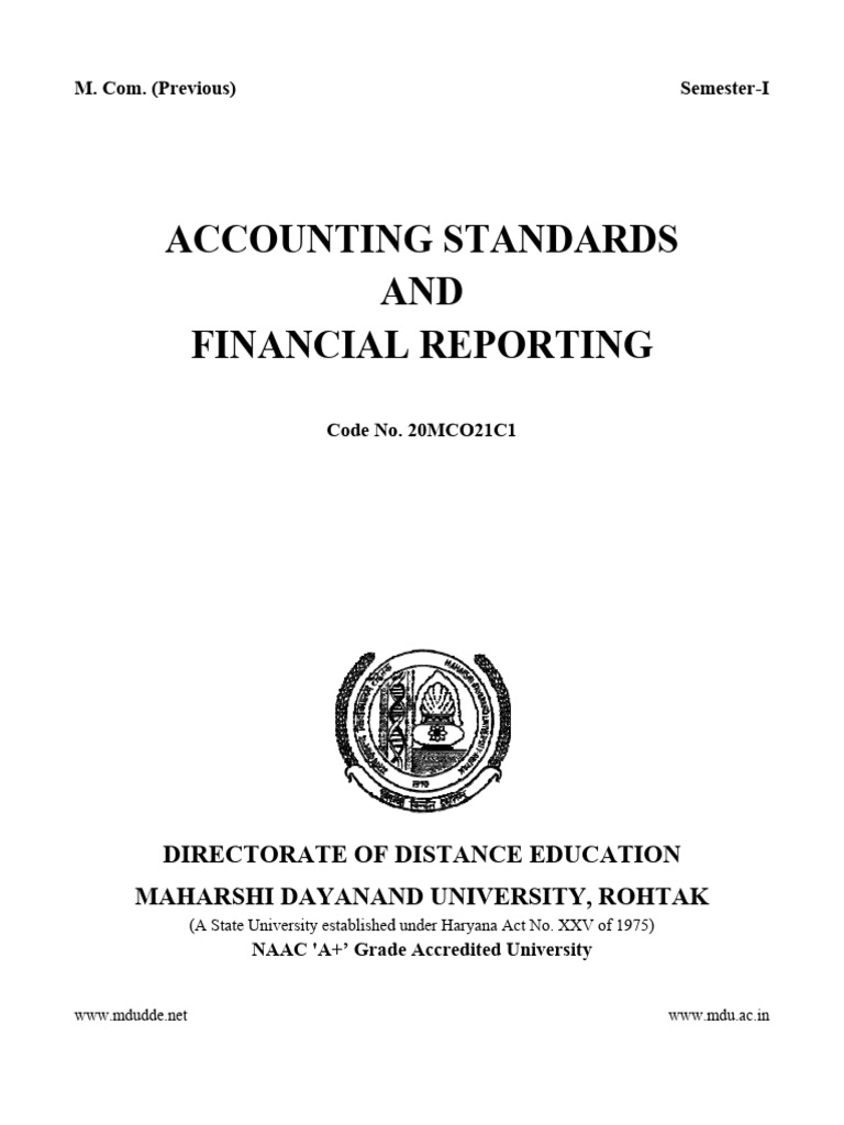 Accounting Standards - Financial Reporting - MCom | PDF | International ...