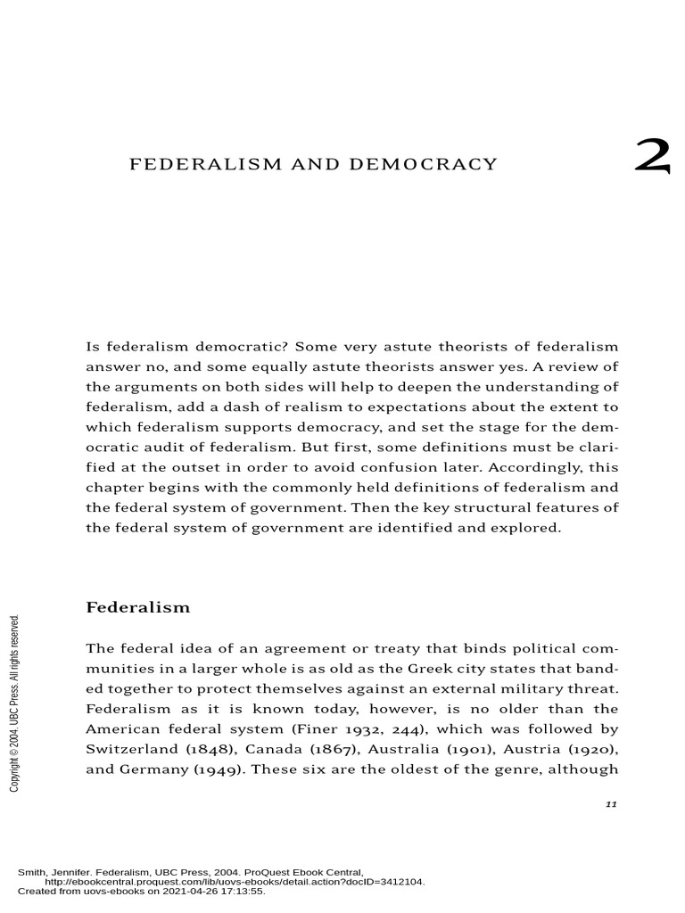 Federalism (2 Federalism and Democracy) | PDF | Federalism | Democracy