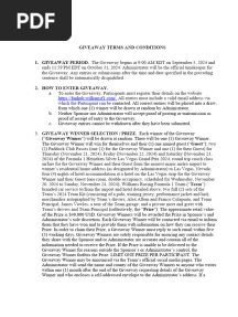 Vegas VIP Giveaway Terms and Conditions 2024 PDF