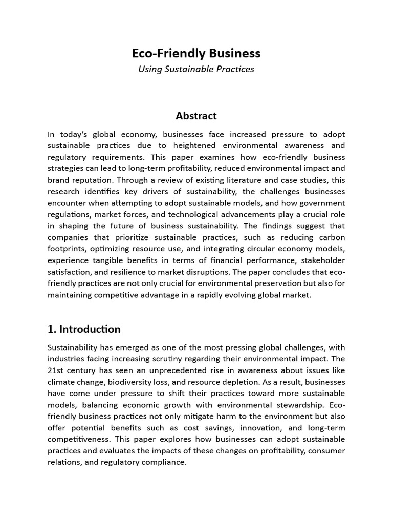 Ecofriendly Business Using Sustainable Practices | PDF | Sustainability ...