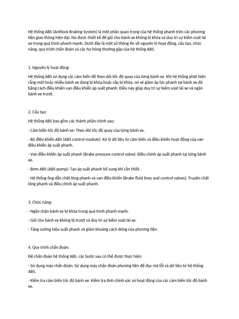 Hệ thống ABS | PDF
