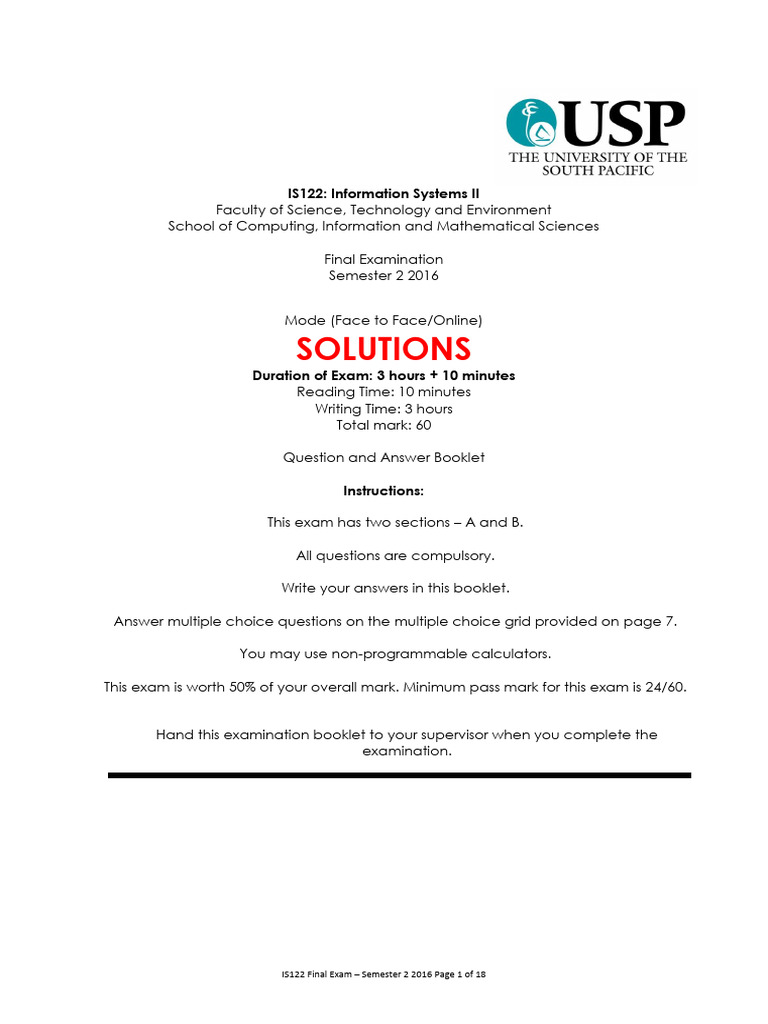 IS122 Information Systems II Final Exam | PDF | Parameter (Computer ...