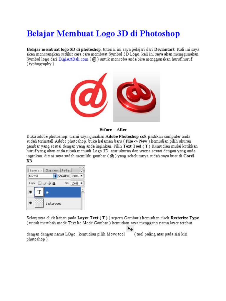 Belajar Membuat Logo 3D Di Photoshop PDF Belajar Membuat Logo 3D Di Photoshop PDF