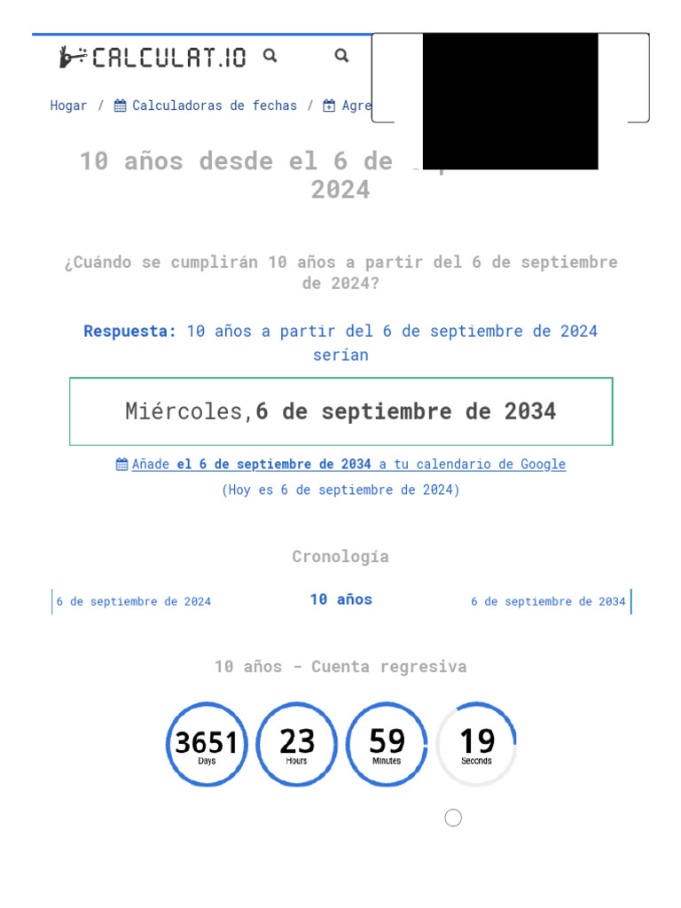 10 Años Desde el 6 de Septiembre 2024 | PDF | Año | Calendario