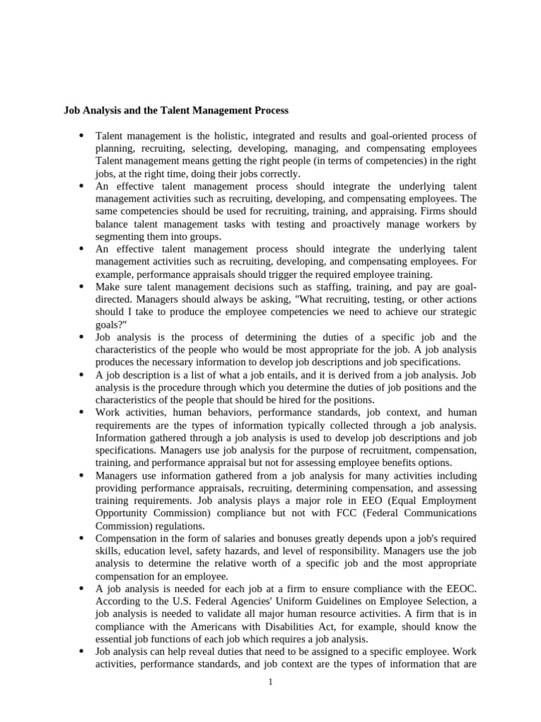 Job Analysis and The Talent Management Process | PDF | Talent ...