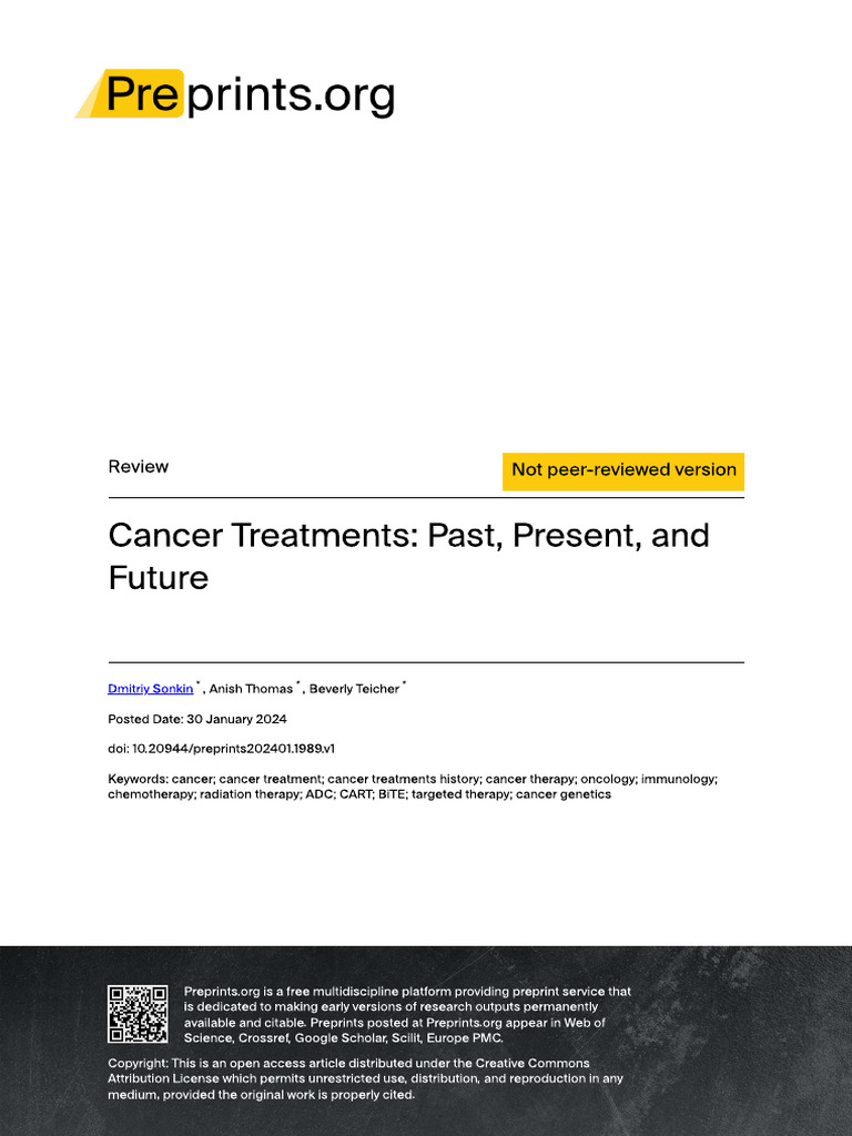 Cancer Treatments Past Present and Future | PDF | Chemotherapy ...