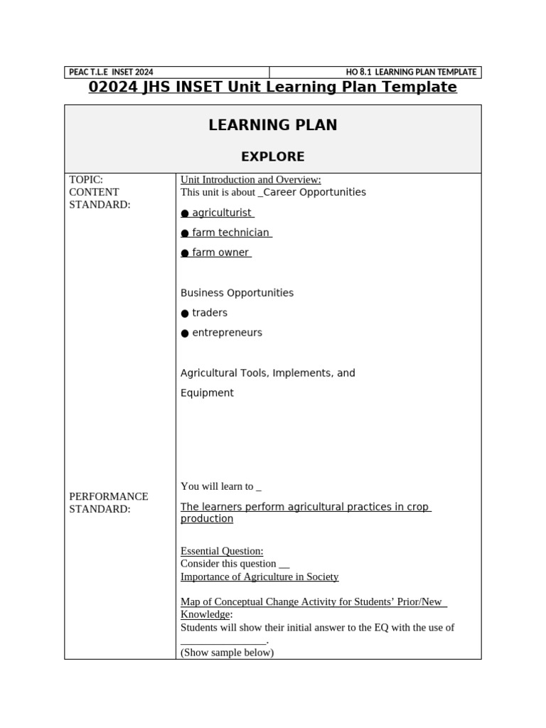 T L E-Plan-Template | PDF | Rubric (Academic) | Human Communication