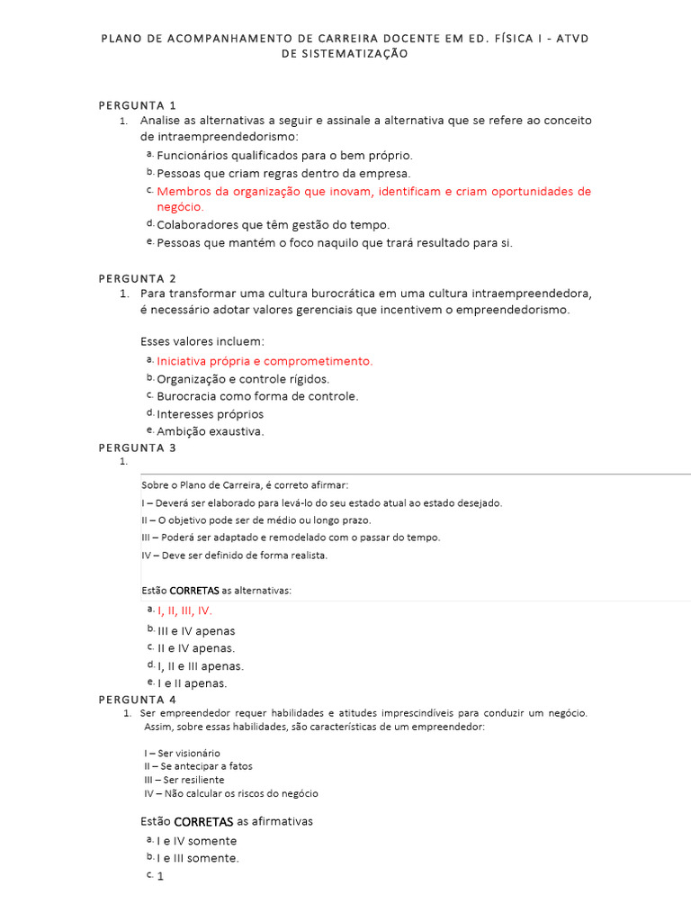Plano de Carreira em Educação Física | PDF | Empreendedorismo ...