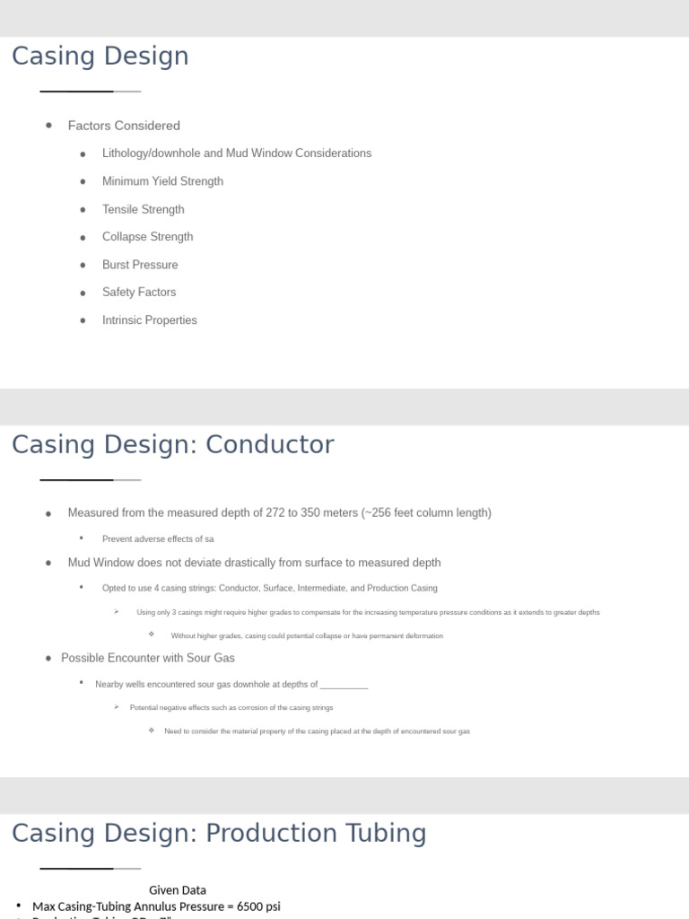 Casing Design Considerations and Specs | PDF | Casing (Borehole ...