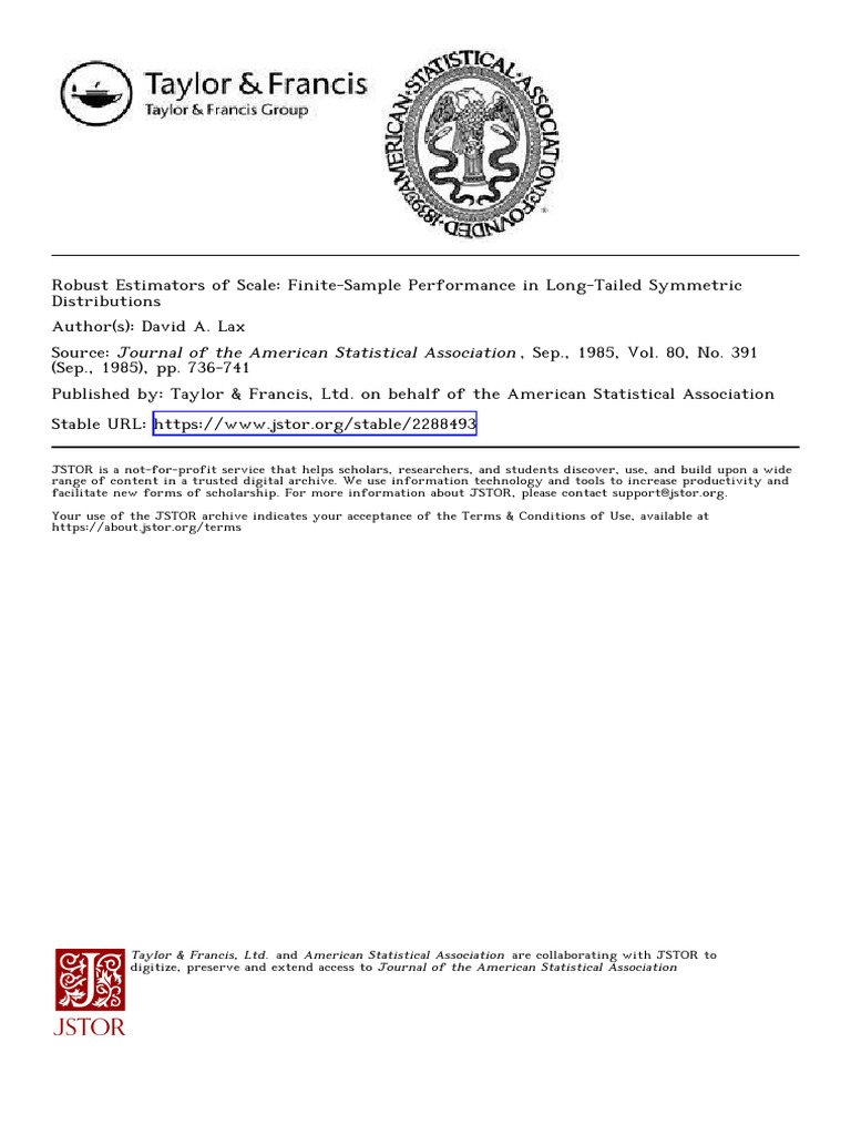 Robust Scale Estimators in Statistics | PDF | Estimator | Variance