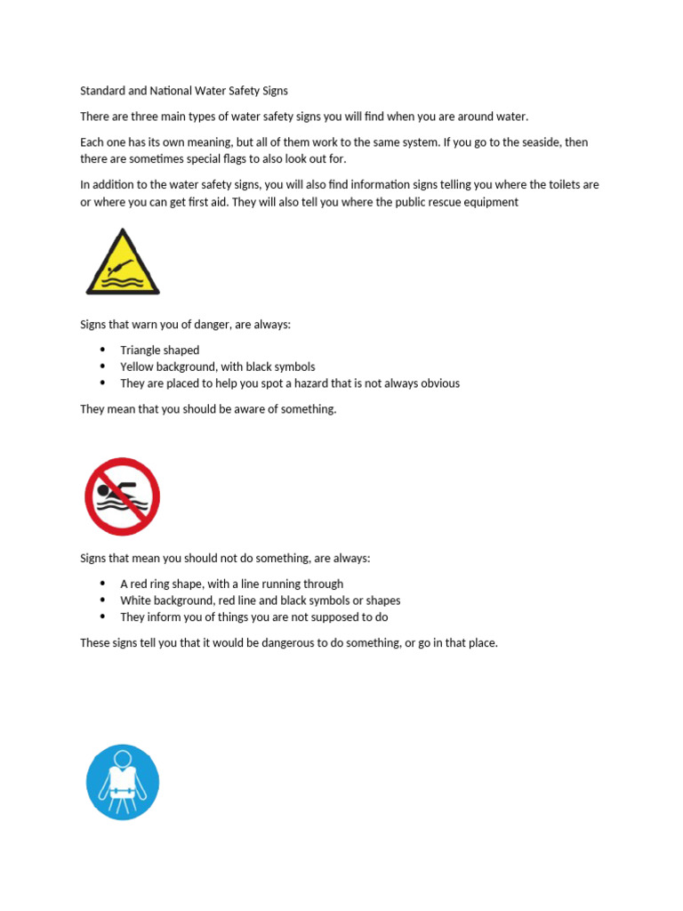 National Water Safety Signage Guide | PDF