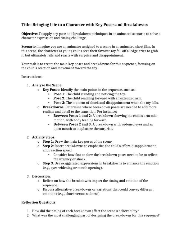 Key Poses and Breakdowns in Animation | PDF | Career & Growth ...