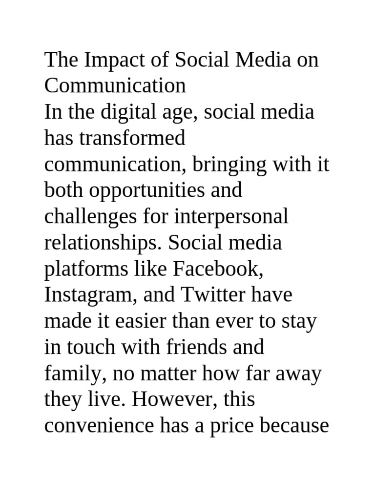 Social Media's Impact on Communication | PDF | Social Media | Popular ...