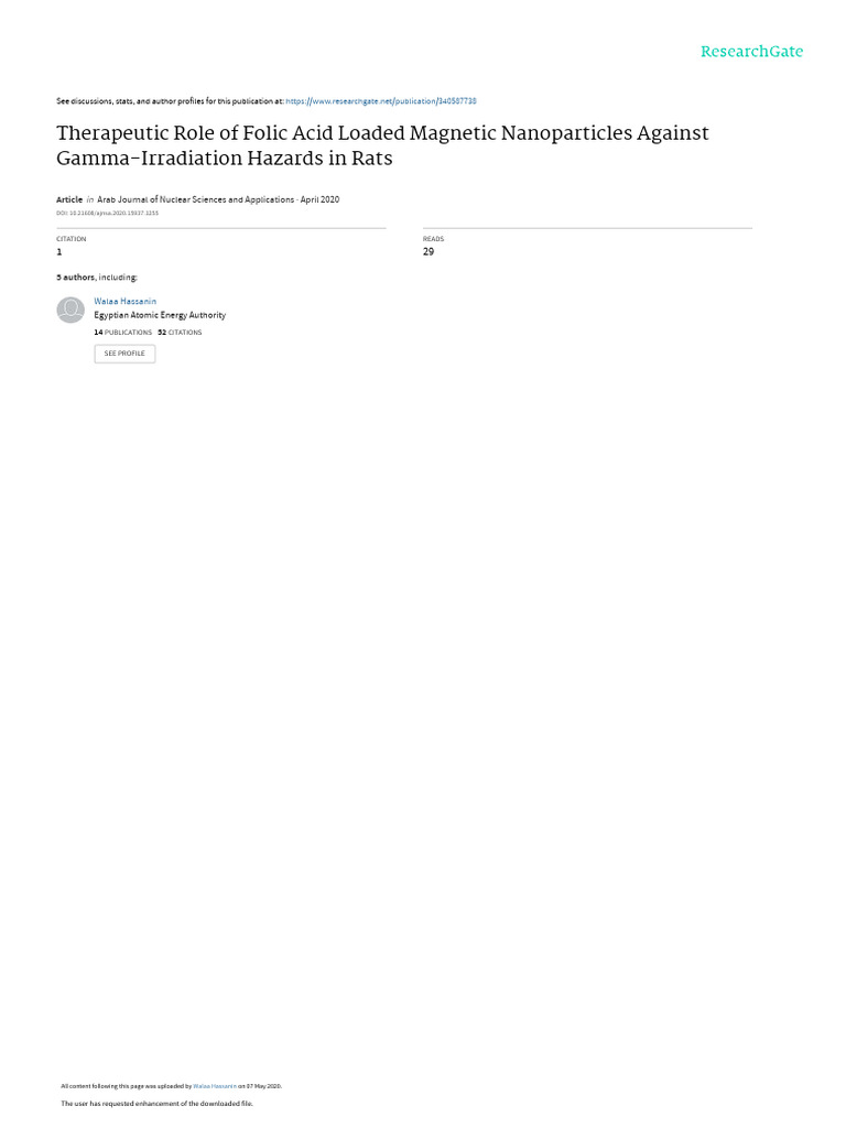 Therapeutic Role of Folic Acid Loaded Magnetic Nan | PDF | Physical ...